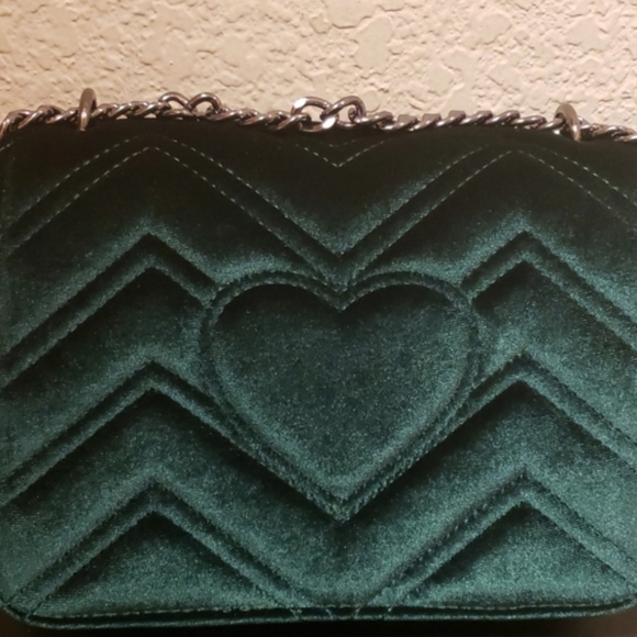 Sale!New Large Luxurious Velvet Shoulder Bag Green - Picture 8 of 8